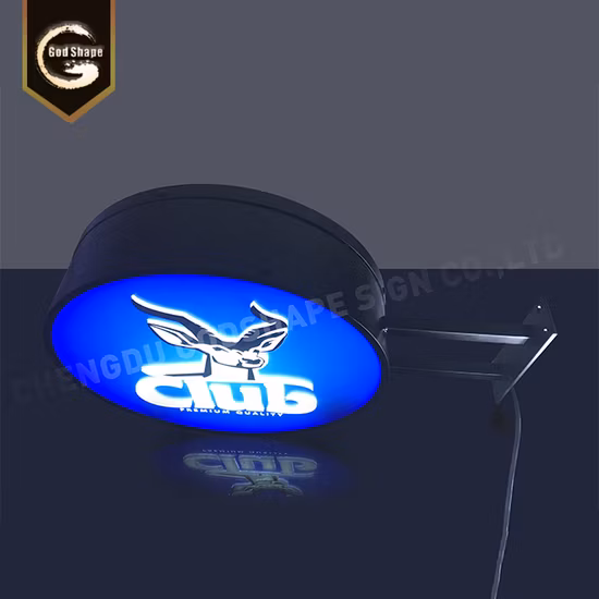 Personalizado hecho en fábrica Bar al aire libre Cerveza Pizza Restaurante Cafetería Logotipo Marca Publicidad Caja de luz redonda Letrero de hoja